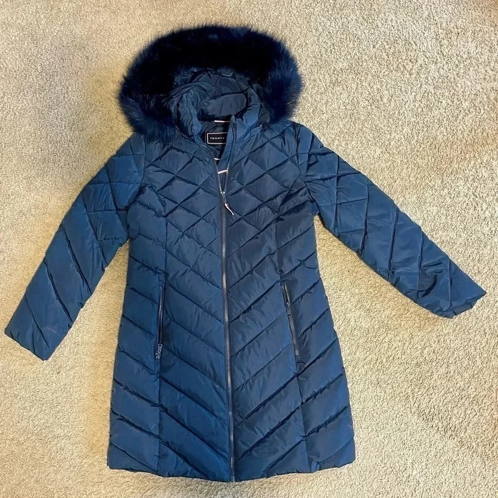 NWOT Tommy Hilfiger Faux-Fur Trimmed Puffer Coat - Picture 4 of 5